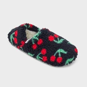 Women Cherrie Cozy Fleece High Cut Pull-On Slipper Sock with Gripper